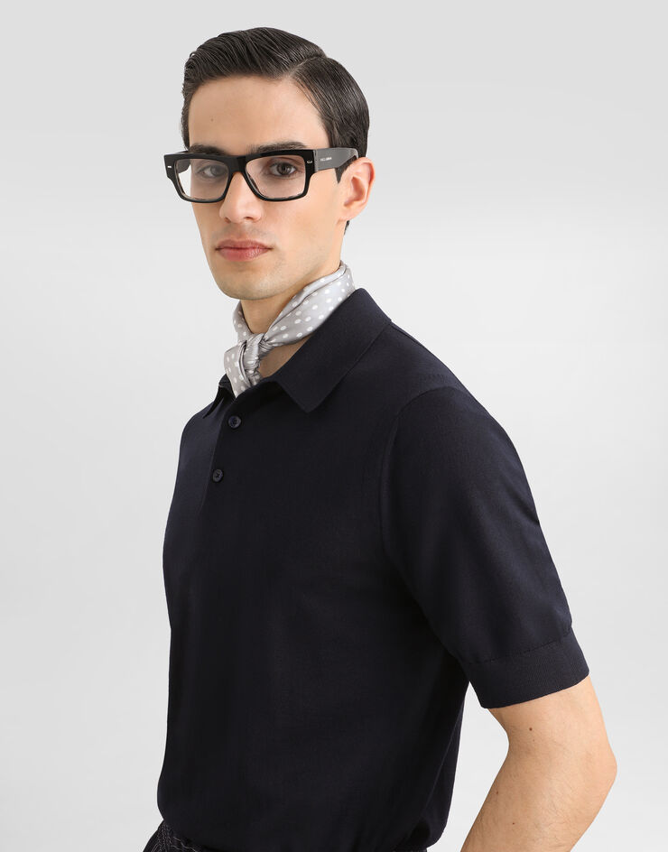 Dolce & Gabbana Poloshirt aus kaschmir Dolce & Gabbana Poloshirt aus kaschmir Blau GXZ02TJBW1W