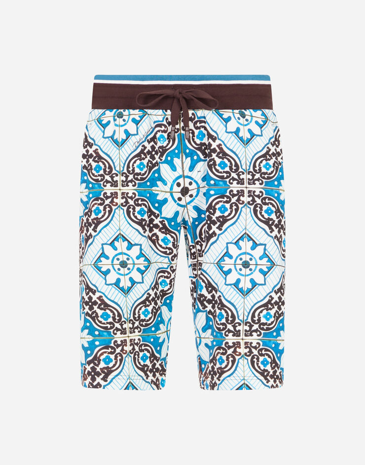 Dolce & Gabbana Cotton bermuda jogging shorts with maiolica print MAIOLICA PRINT GYYWATHS7B3