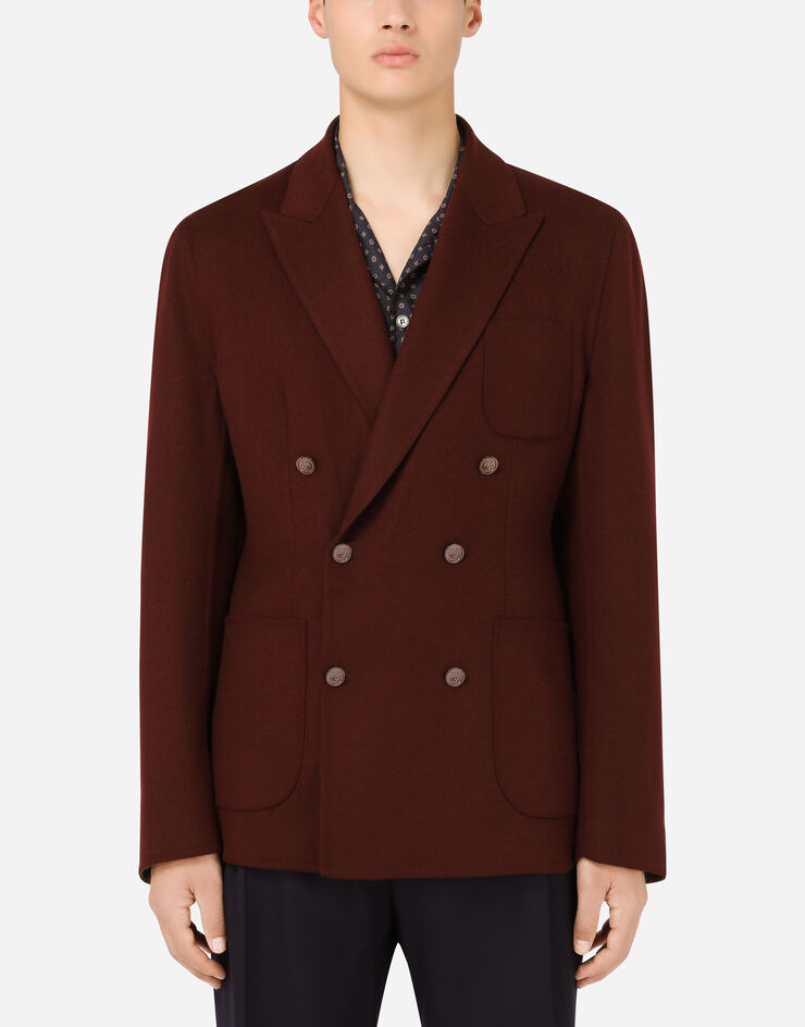 Dolce & Gabbana Двубортный пиджак мягкого кроя из двойной шерсти коричневый G2OV4THUMJR