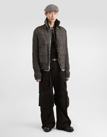 Dolce & Gabbana Chaqueta de punto con motivo de pata de gallo Grey G9BVSTGJ846