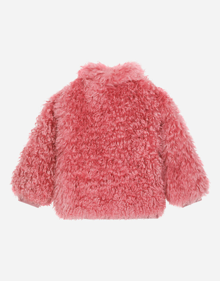Dolce & Gabbana Jacke aus Mohairfell mit DG-Logo Rosa L5JBQ7G7N1R