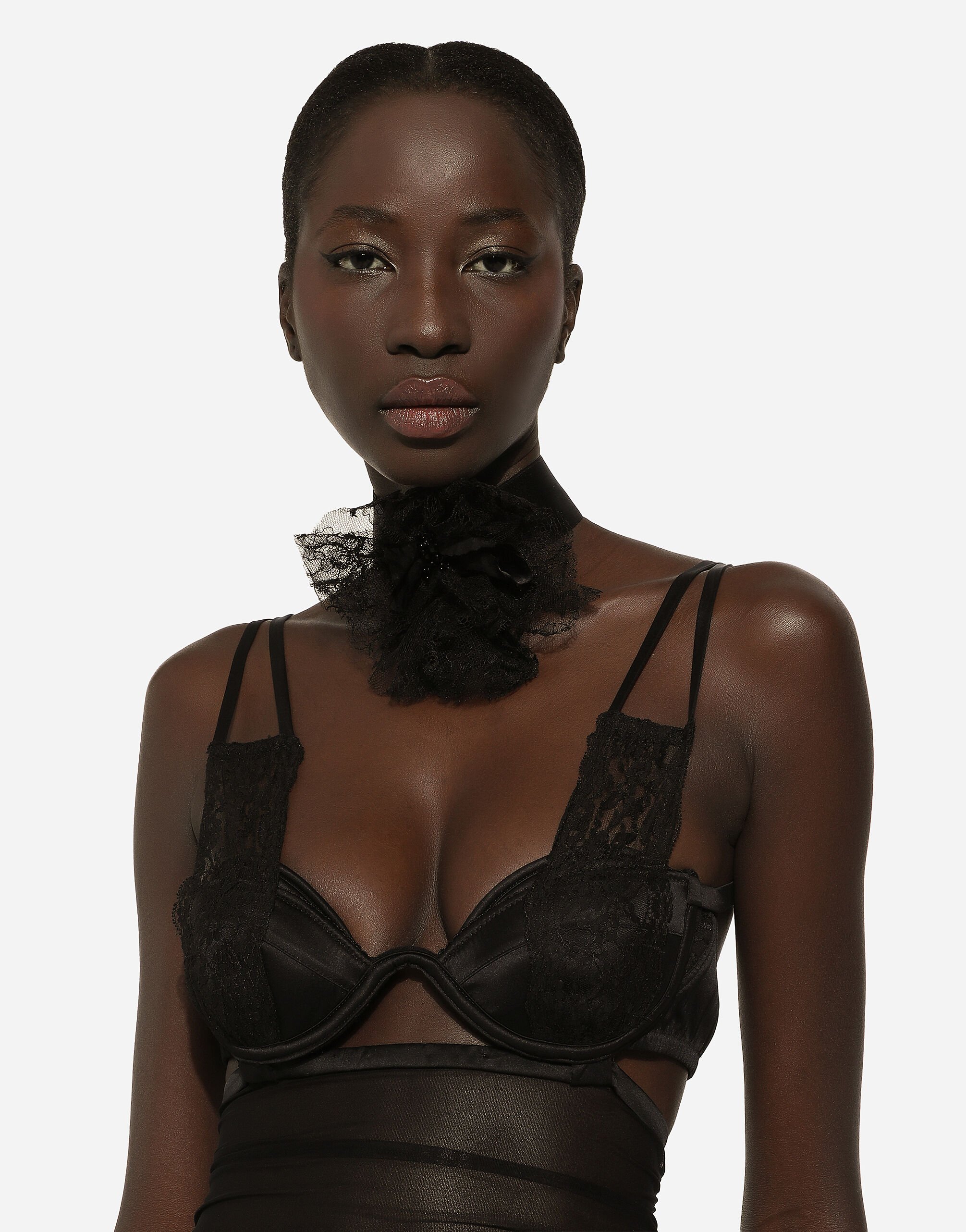 ブラックのウィメンズ ロンゲットドレス チュール ビスチェディテール | Dolce&Gabbana®