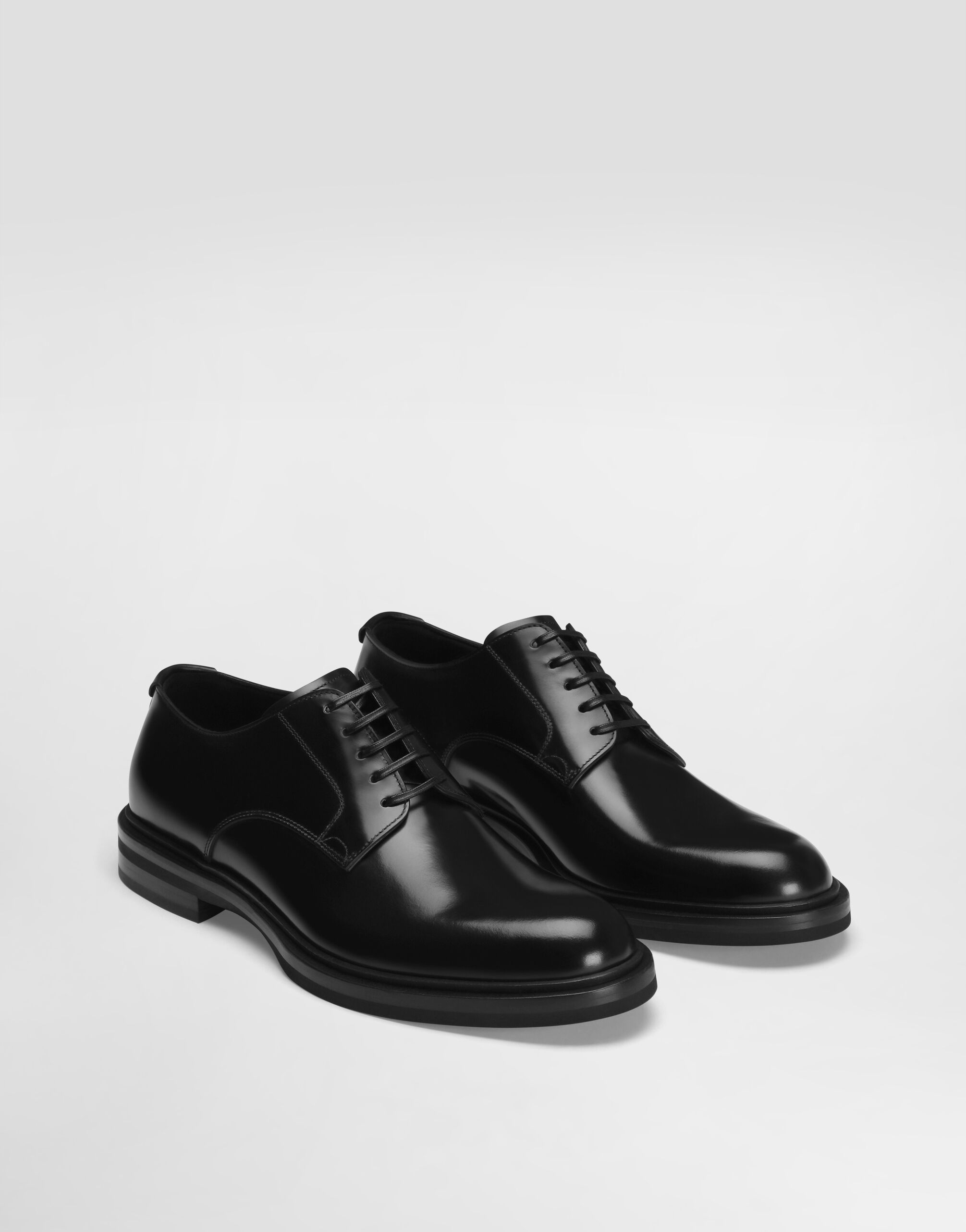 Blackのメンズ ブラッシュドカーフスキン ダービー シューズ | Dolce&Gabbana®
