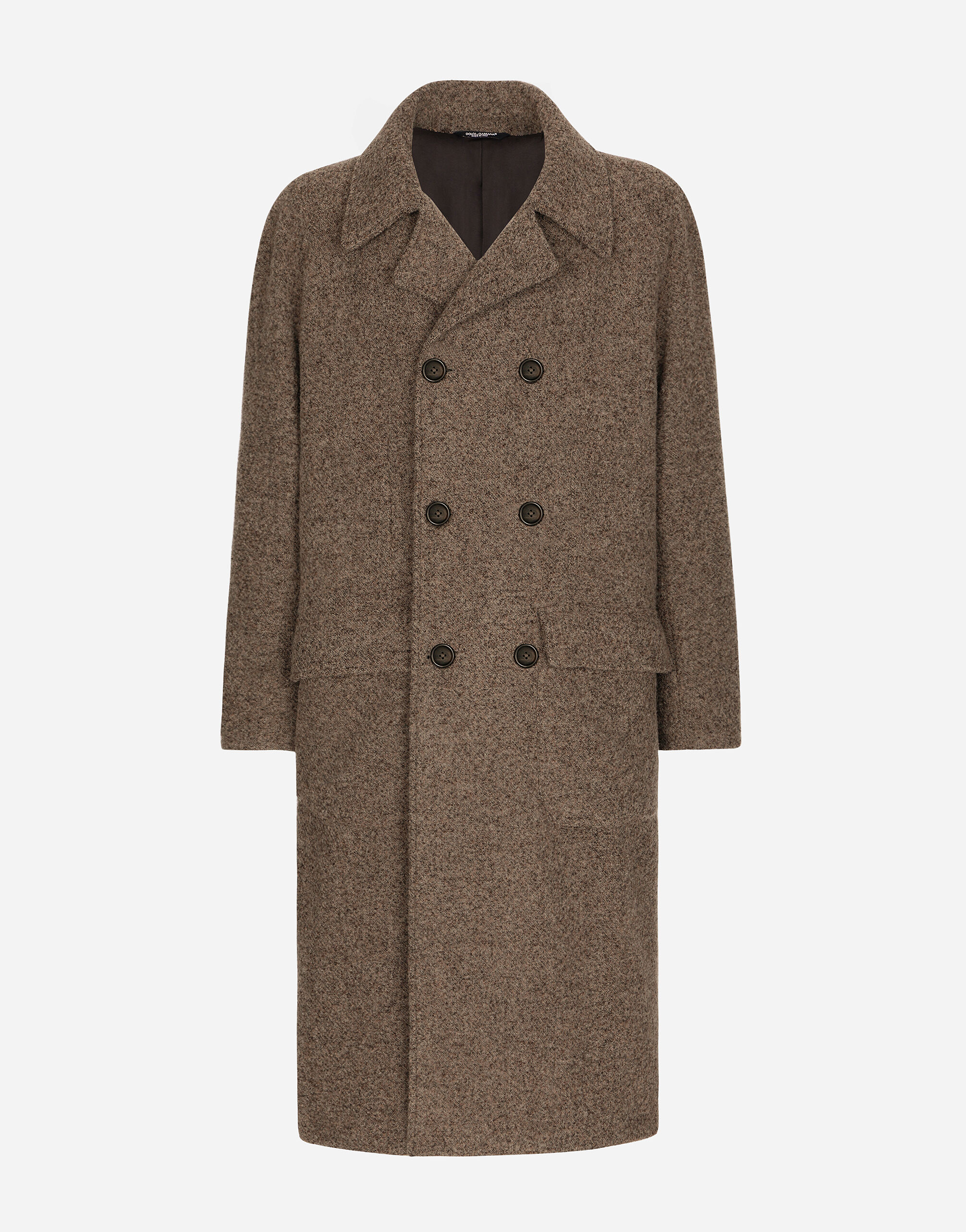 Double breasted melange alpaca wool coat in Multicolor for