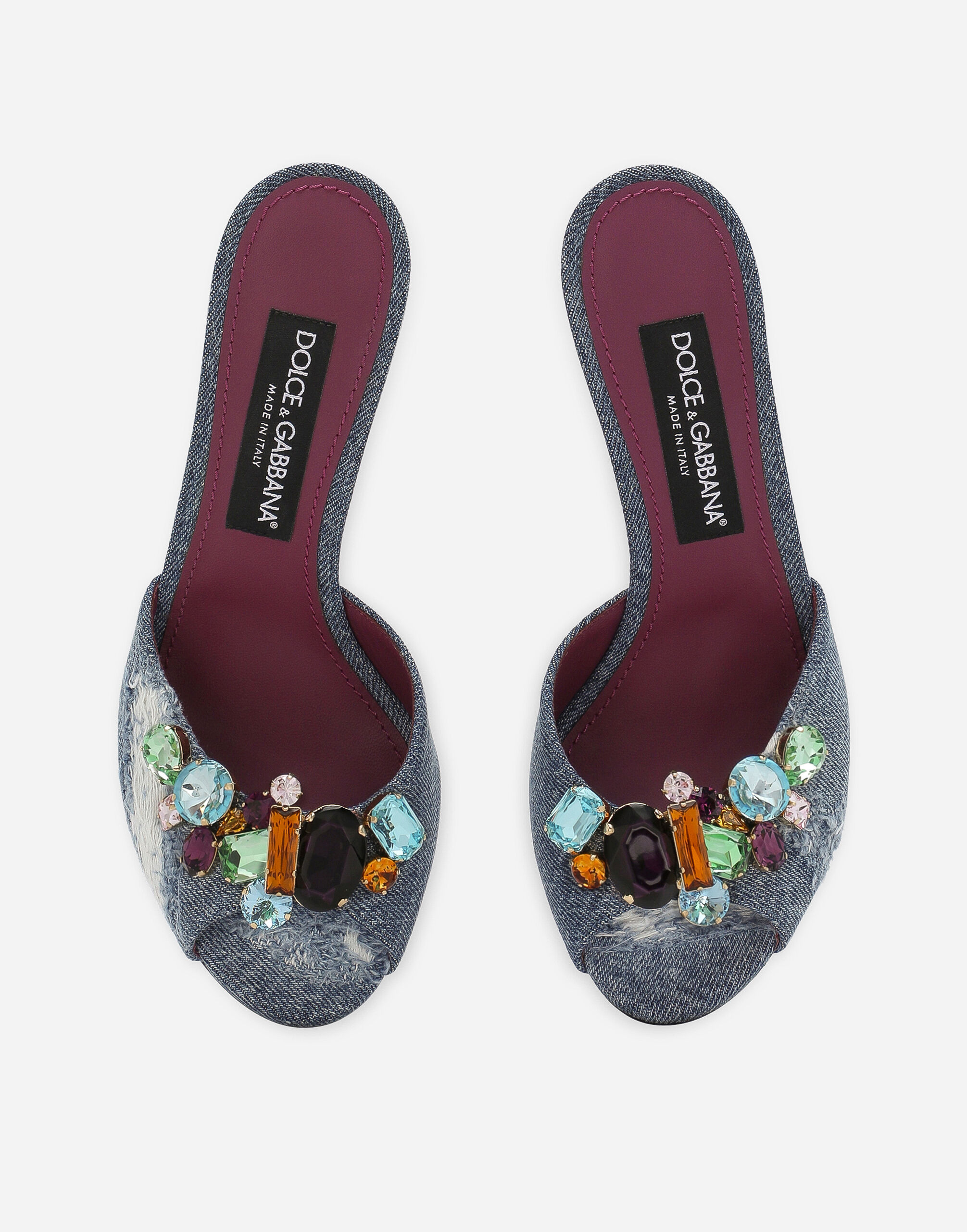 Patchwork denim mules in Blue for Women | Dolce&Gabbana® US