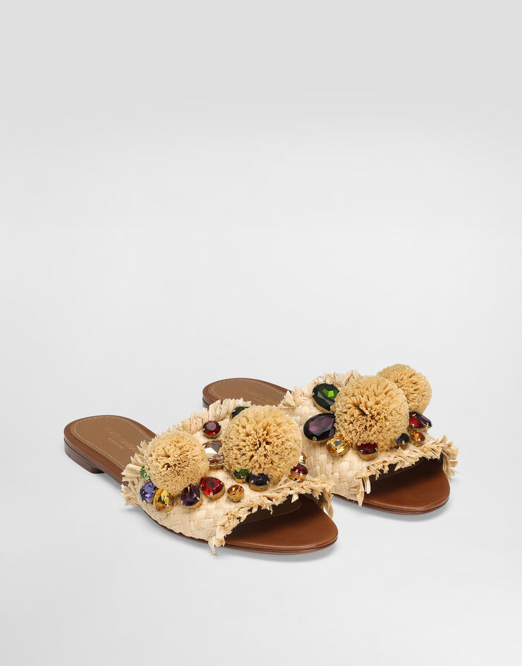 Dolce & Gabbana Braided slipper with fringes Multicolor CQ0648AM447