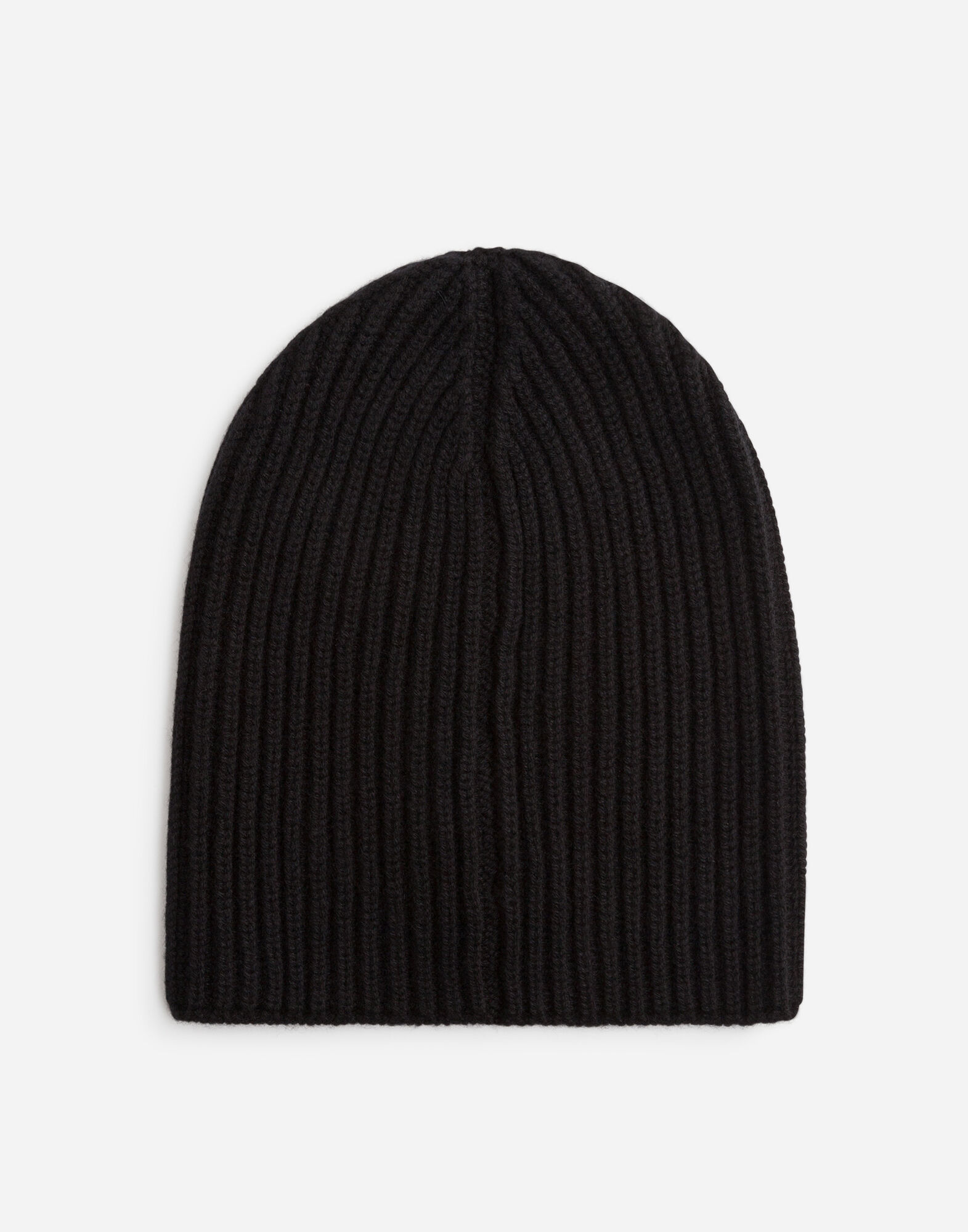 ブラックのメンズ ニットキャップ カシミヤ イングリッシュリブ