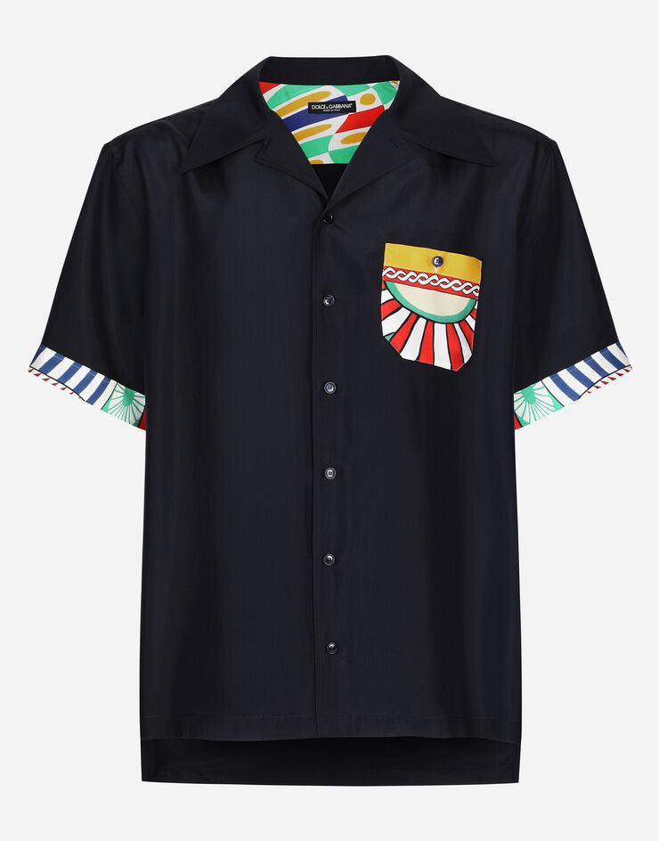 Dolce&Gabbana Silk twill Hawaiian shirt with carretto print Multicolor G5JH9THI1MN