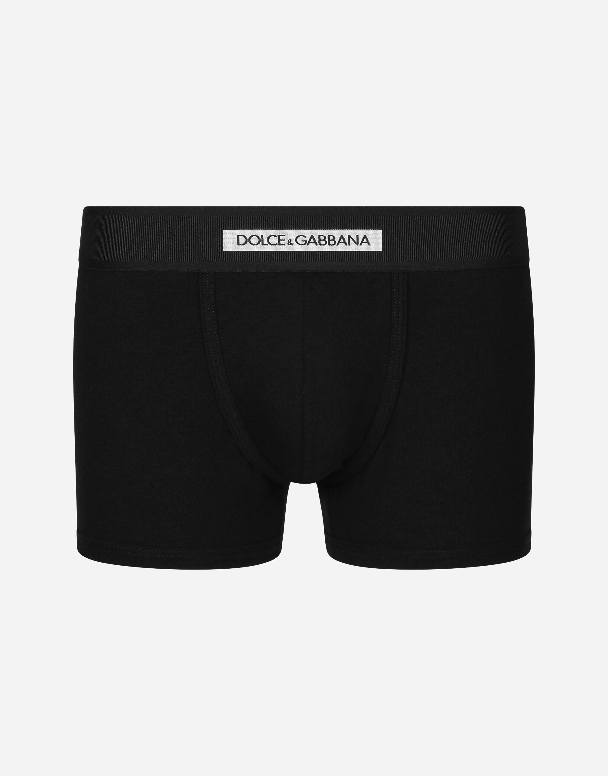 Two way stretch cotton jersey regular fit boxers in Black for Men Dolce Gabbana