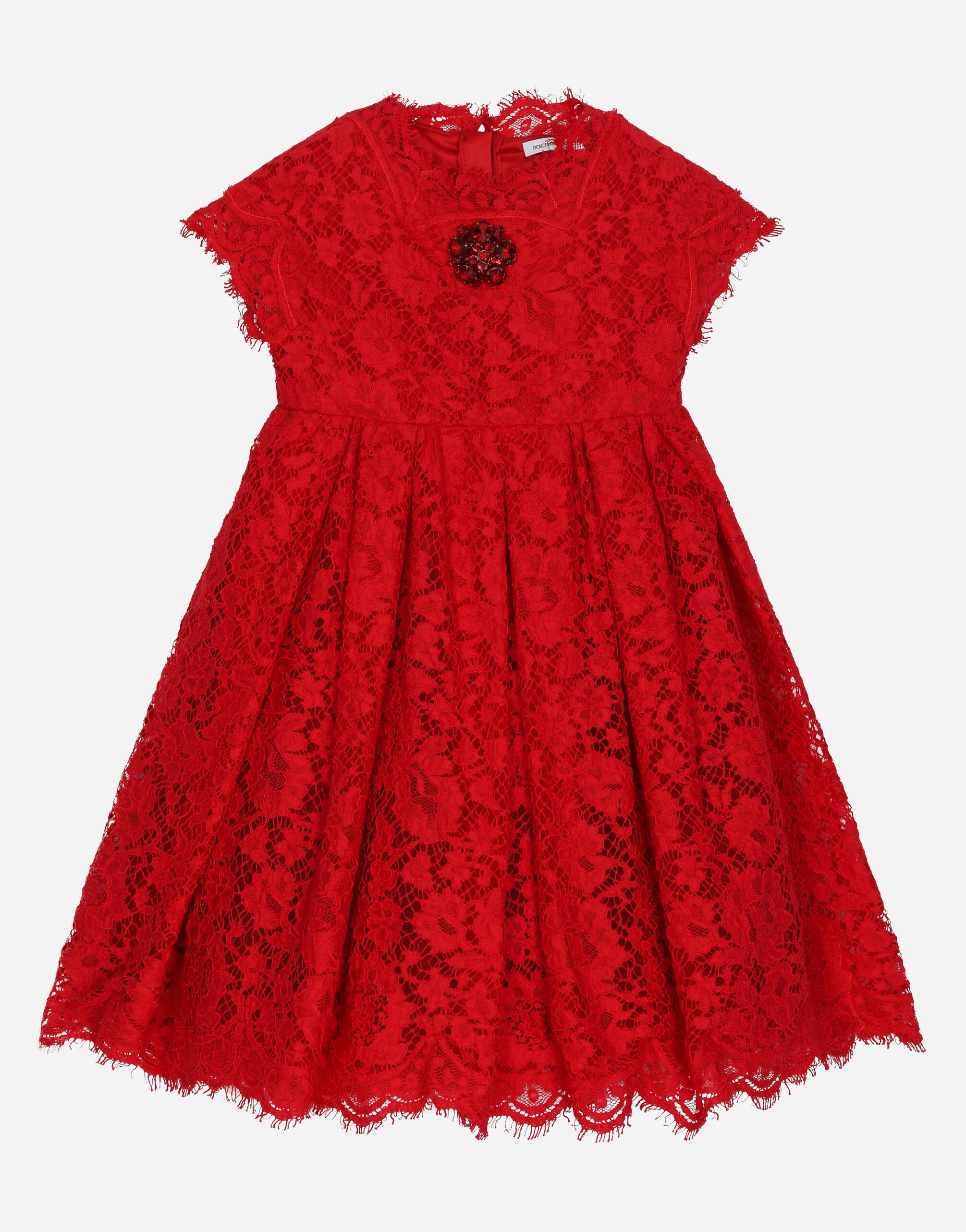 Dolce & Gabbana Cordonette lace dress with embroidered jewel Multicolor LCJA18G7VAW