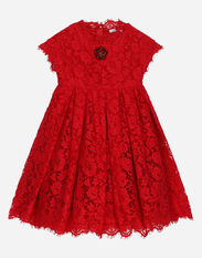 Dolce & Gabbana Cordonette lace dress with embroidered jewel Red LB3L50G7VXT
