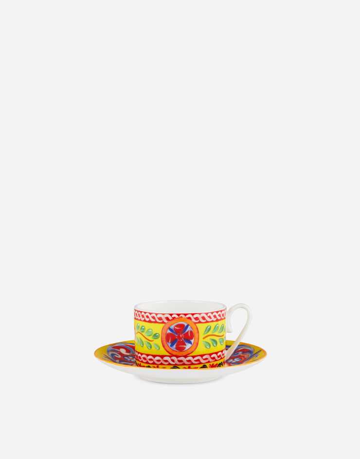 Dolce & Gabbana Taza de té con platillo de porcelana fina Multicolor TC0S06TCA06