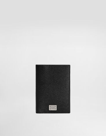 Dolce & Gabbana Calfskin passport holder with logo tag Black BP2215AG219