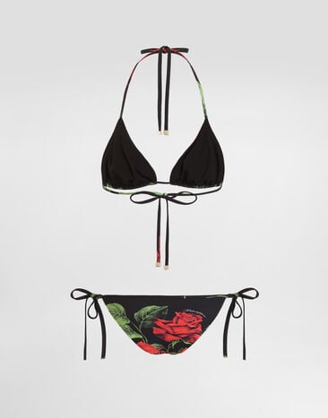 Dolce & Gabbana Rose-print triangle bikini Multicolor O8A02JON0FR
