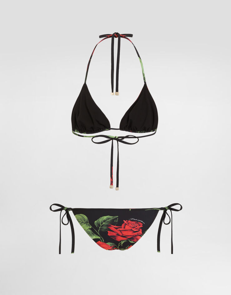 Dolce & Gabbana Rose-print triangle bikini Dolce & Gabbana Rose-print triangle bikini Multicolor O8A02JON0FR