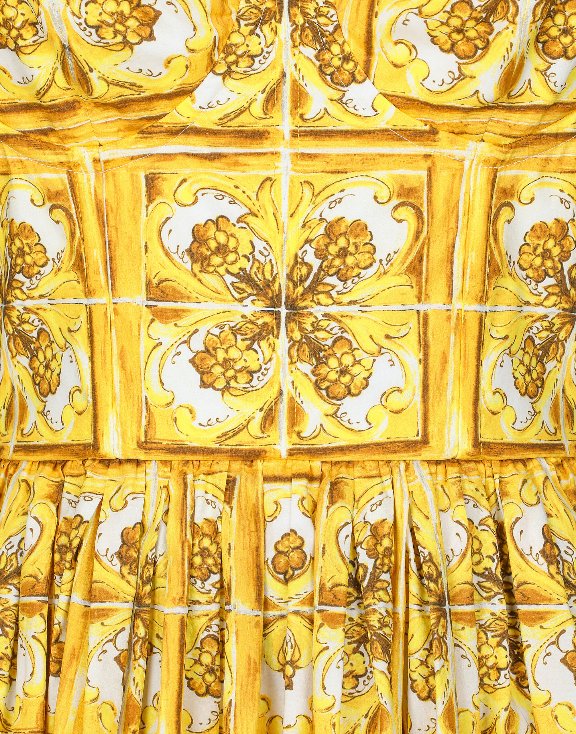 Midi corset dress in cotton poplin with majolica print in Print for Women |  Dolce&Gabbana® US