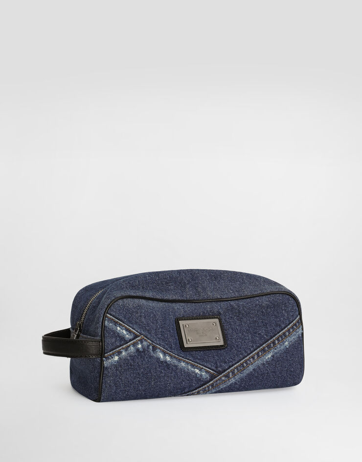 Dolce & Gabbana Denim patchwork necessaire Blue BT0989AY768
