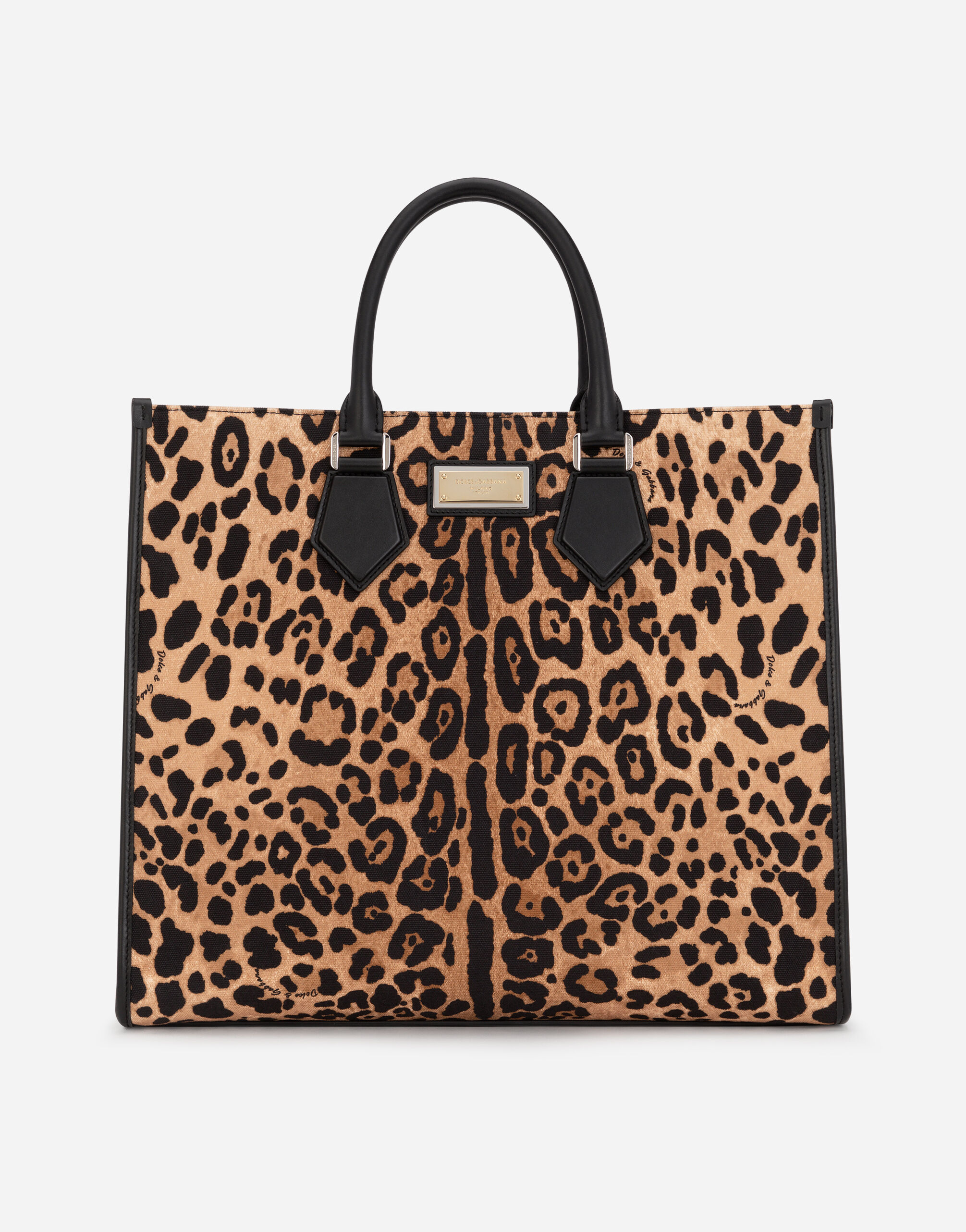 Dolce & Gabbana Leopard-print canvas shopper with calfskin nappa details Multicolor BM2272AO998