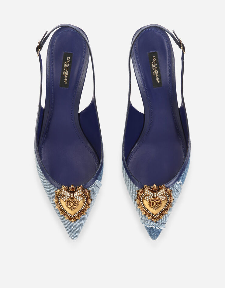 Dolce & Gabbana DEVOTION バックストラップパンプス デニムパッチワーク ブルー CG0480AO621
