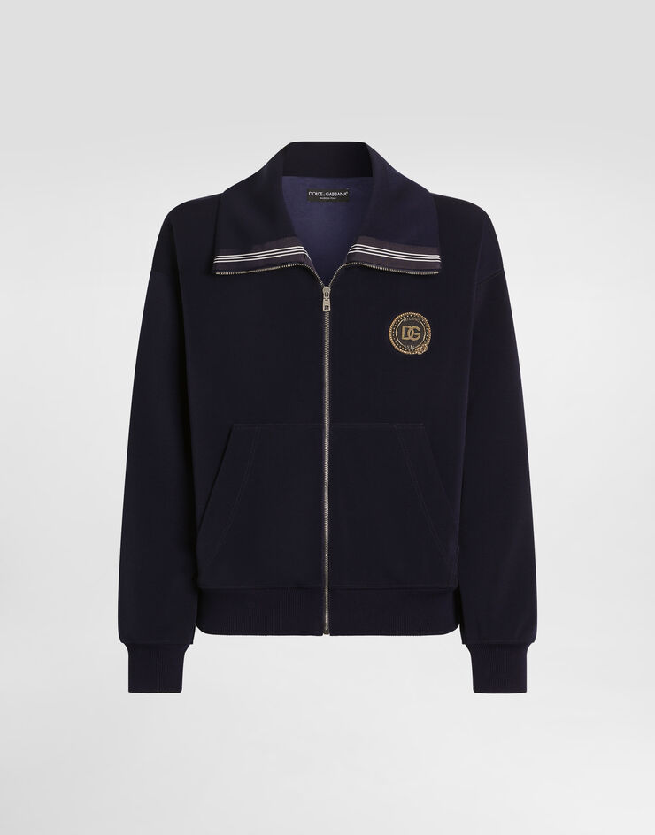Dolce & Gabbana Jersey sweatshirt with patch Blue G9CEOZFUGVE