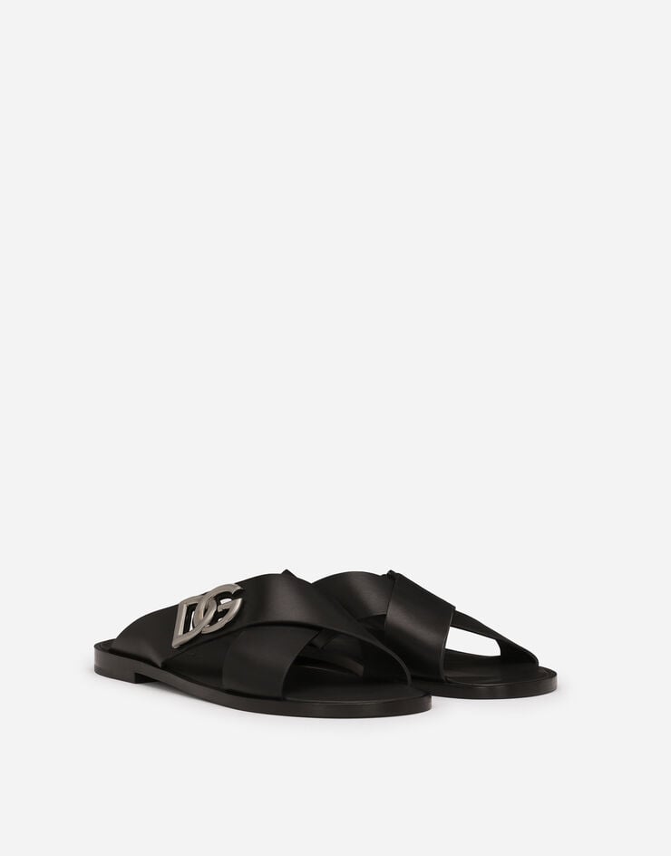 Dolce & Gabbana صندل من جلد عجل أسود A80440AO602
