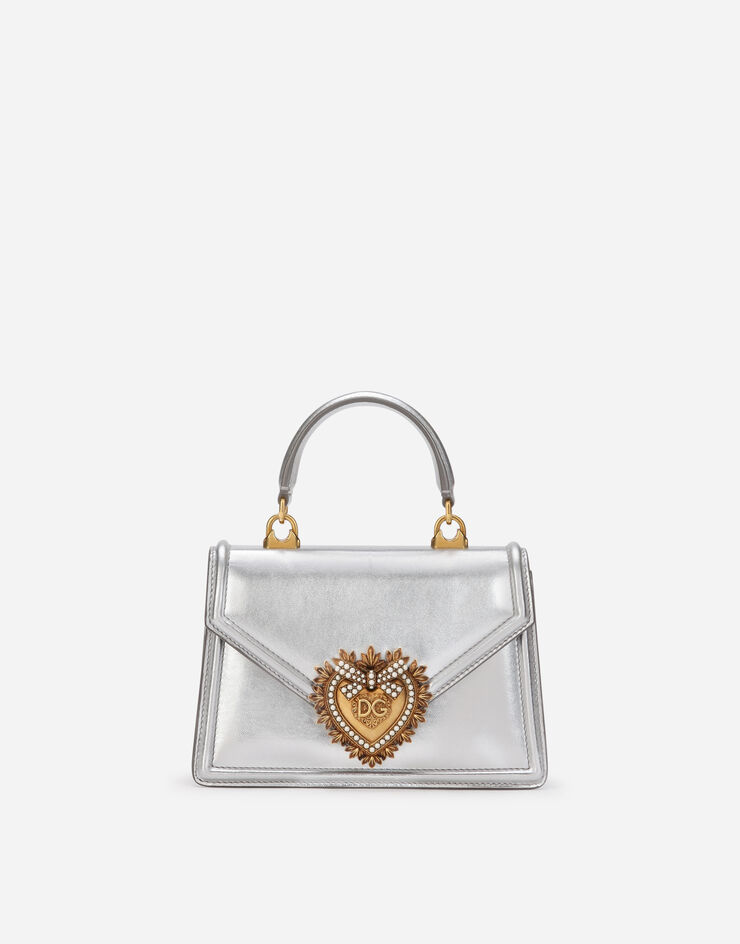 Dolce&Gabbana Small Devotion bag in mordore nappa leather Silver BB6711A1016