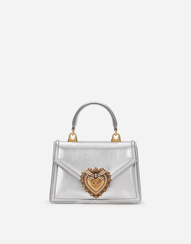 Dolce & Gabbana Small Devotion bag in mordore nappa leather Plateado BB6711A1016