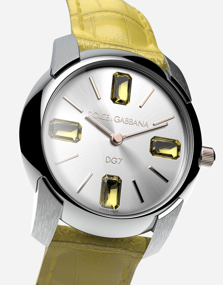 Dolce & Gabbana Uhr mit armband aus alligatorleder GELB WWRE2SXSD7A