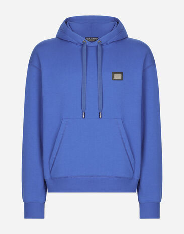 Dolce & Gabbana Jersey hoodie with branded tag Black GXO39TJEMQ4