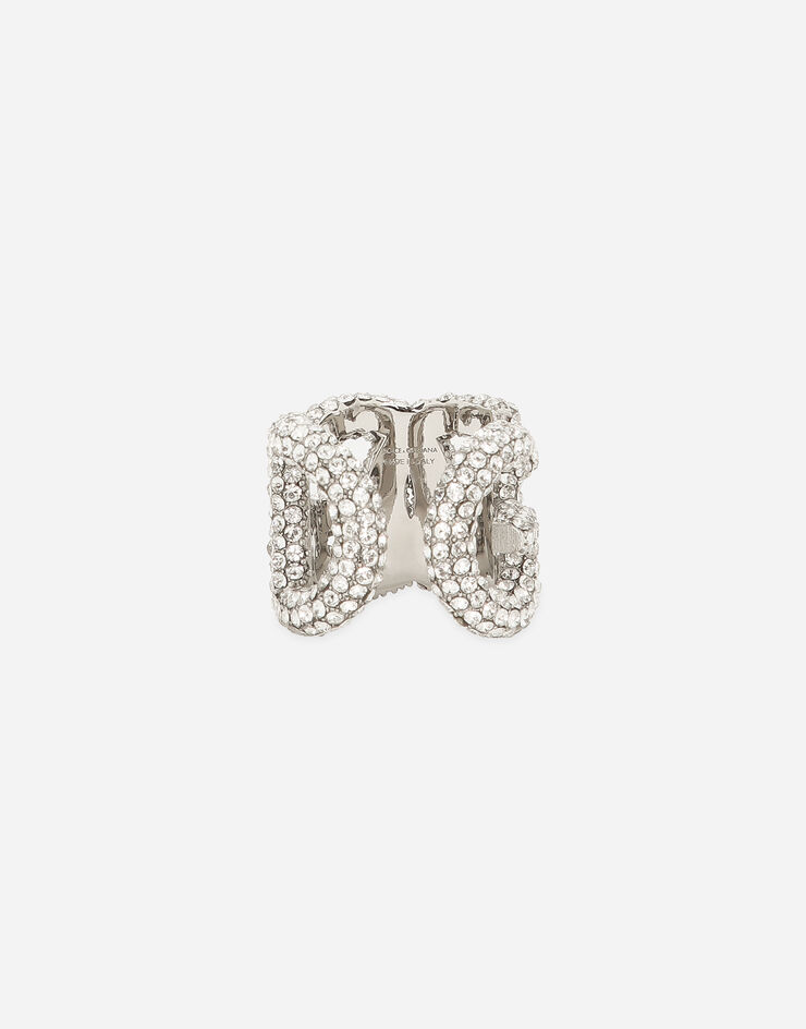 Dolce & Gabbana Rhinestone ring with DG logo Silber WRP8S1W1111