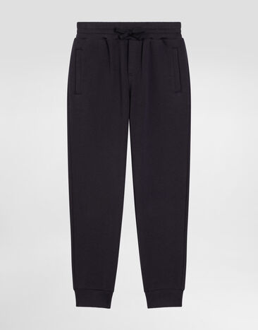 DolceGabbanaSpa Jersey jogging pants with logo tag Blue L4JPT0G7I2P