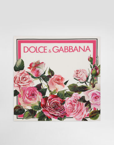 Dolce & Gabbana Rose-print silk twill foulard (70x70) Gold WNR4C5W1111