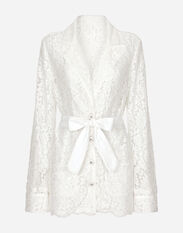Dolce & Gabbana Floral cordonetto lace pajama shirt White F0D1QTFU600