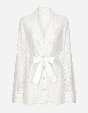 Dolce & Gabbana قميص بيجامة من دانتيل كوردونيتو برسمة زهور يضعط F755RTHS5Q0