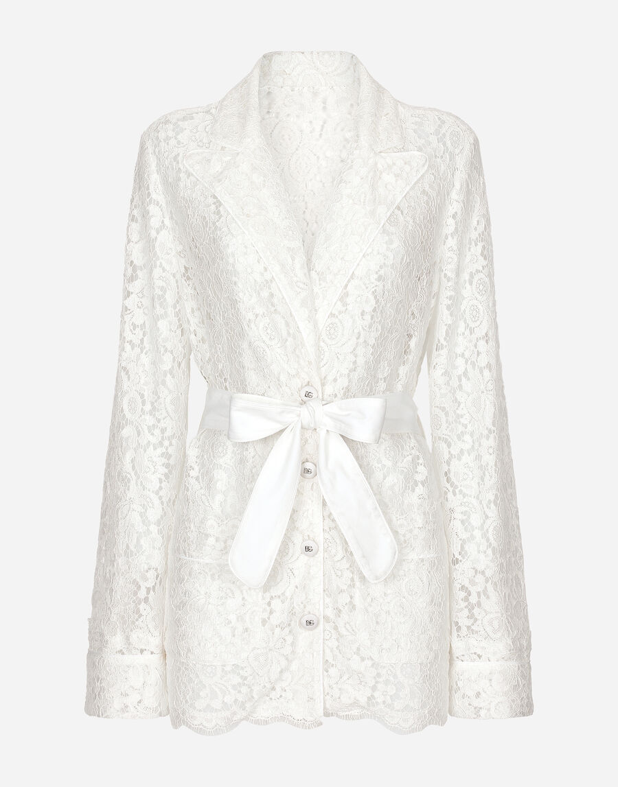 Floral cordonetto lace pajama shirt
