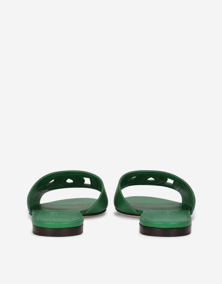 Dolce & Gabbana Mules en cuir de veau à logo DG Vert CQ0436AY329