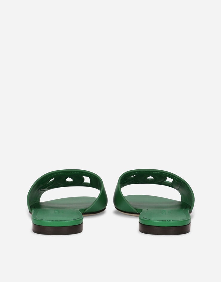 Dolce & Gabbana Calfskin sliders with DG logo Green CQ0436AY329