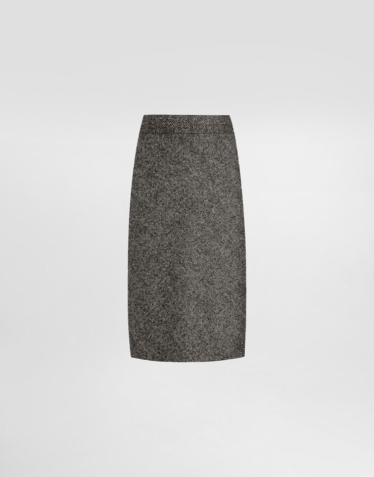 Dolce & Gabbana Skirt in wool blend chevron Multicolor F4C6CTFCZAF