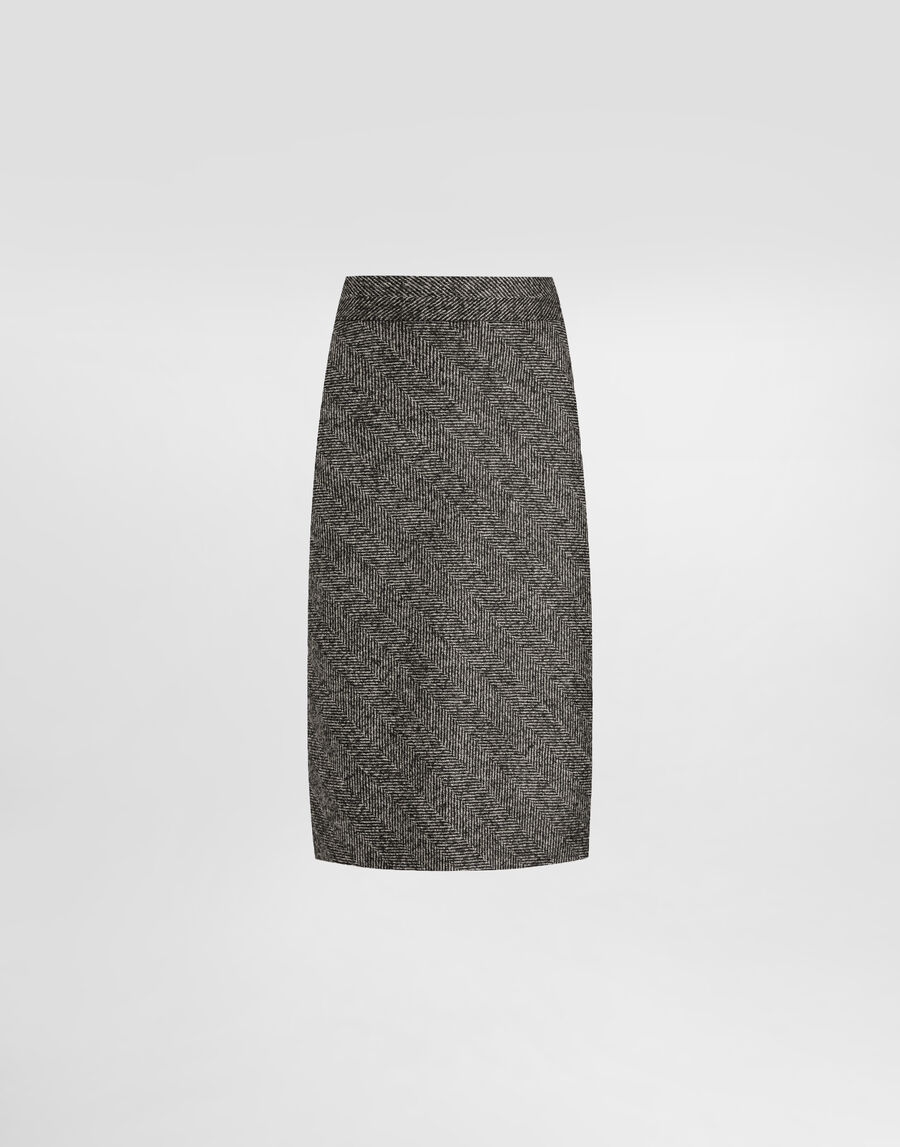 Skirt in wool blend chevron