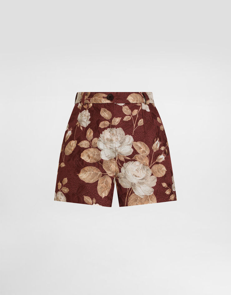 Dolce & Gabbana 复古玫瑰印花锦缎短裤 版画 FTDCITFSTBR