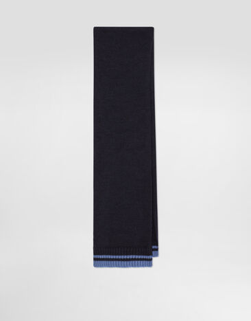Dolce & Gabbana Strickschal mit besticktem DG-Patch Blue LBKAG6JDVBI