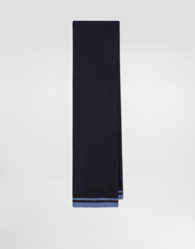 Dolce & Gabbana Knitted scarf with DG patch embroidered Blue LBKAG6JDVBI