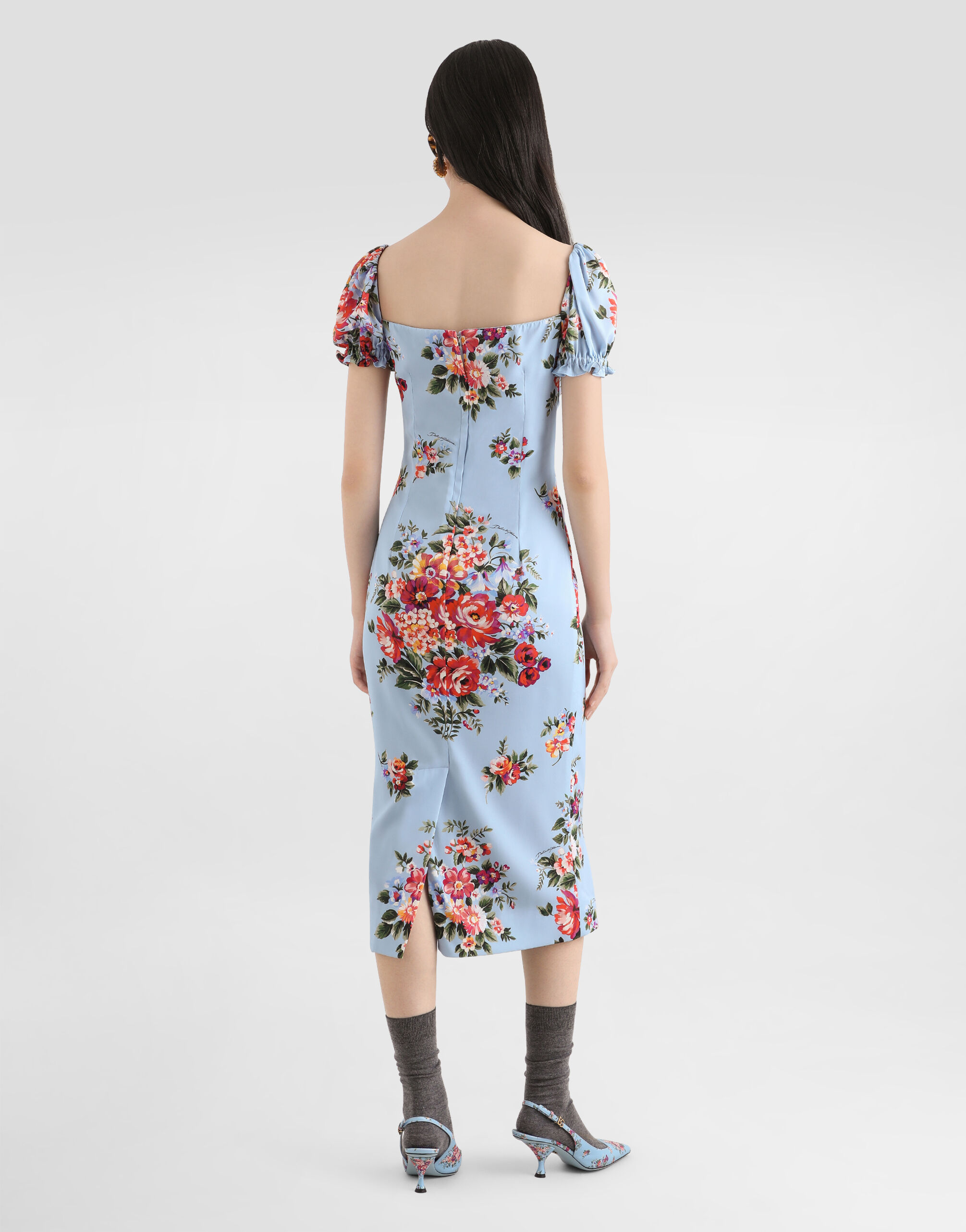 Flower bouquet-print dress in Multicolor for Women | Dolce&Gabbana®