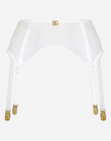 Dolce & Gabbana Lace suspender belt with DG logo White BE1336AZ831