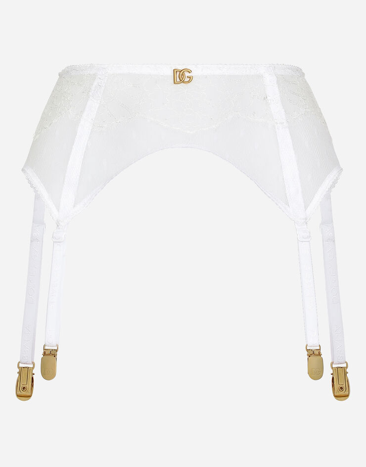 Dolce & Gabbana حزام تثبيت دانتيل بشعار DG أبيض O4A50TONO25