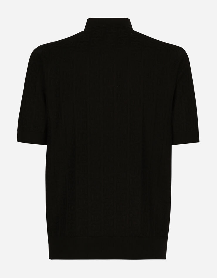 Dolce&Gabbana Poloshirt aus Seidenjacquard DG-Logo Schwarz GXP68TJBSE2