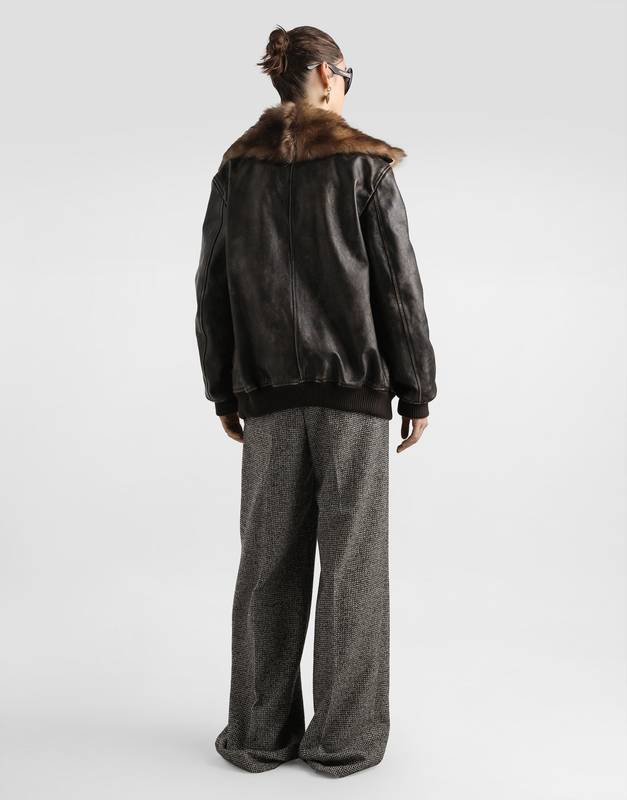 Wool blend trousers with dotted print - thumbnail 3