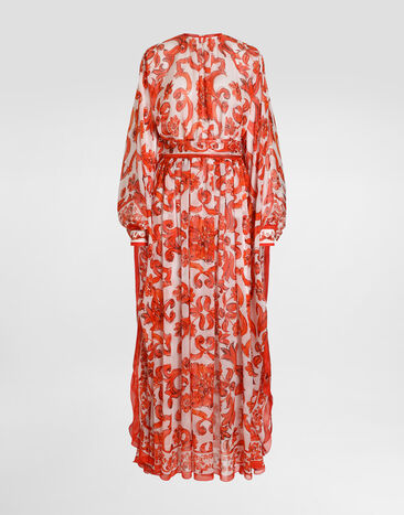Dolce & Gabbana Majolica-print long kaftan dress Multicolor F615BTGDDRH