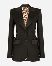 Dolce & Gabbana Single-breasted tuxedo gabardine jacket with lacing Black F26T2TFUGPO
