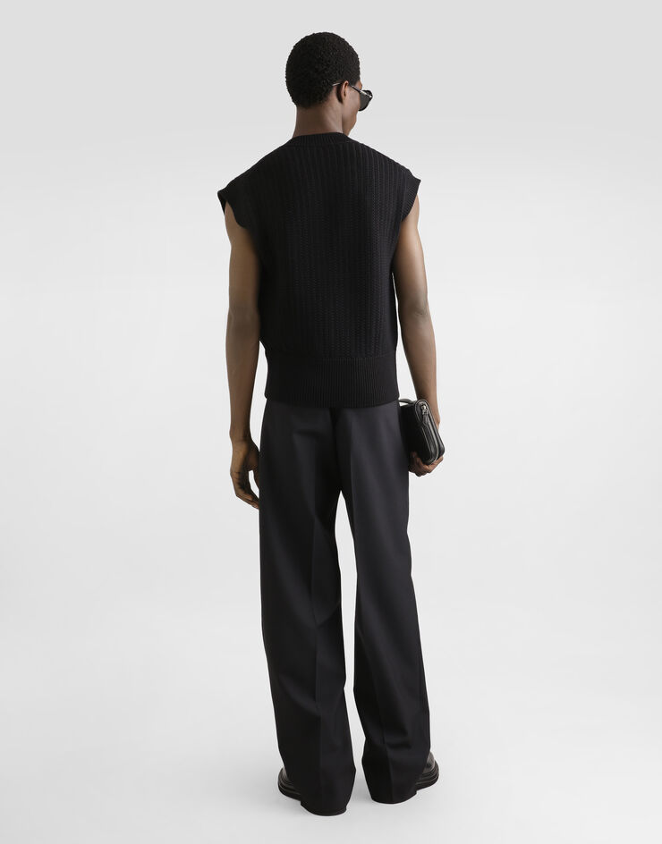 Dolce & Gabbana Cable-knit wool vest Black GXT40ZJDVC7